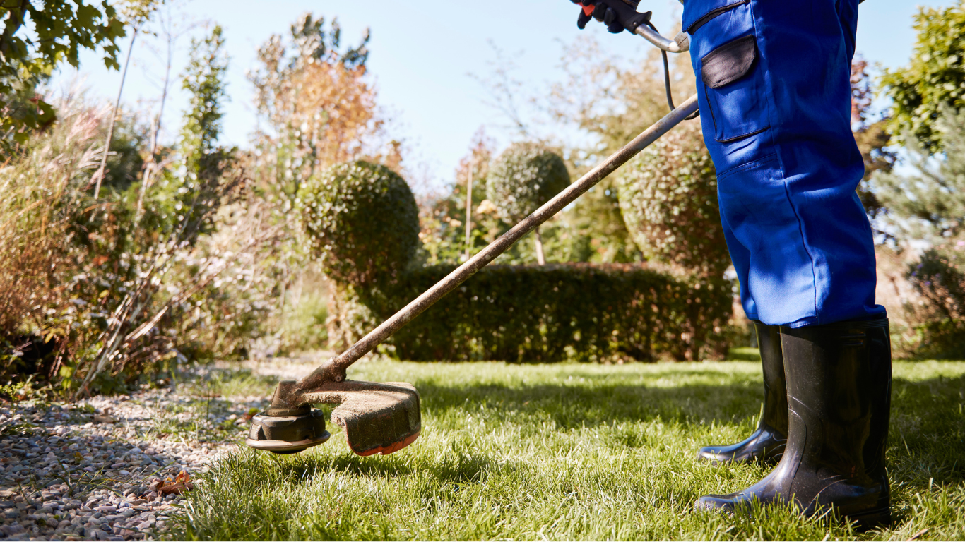Gardener performing landscape maintenance